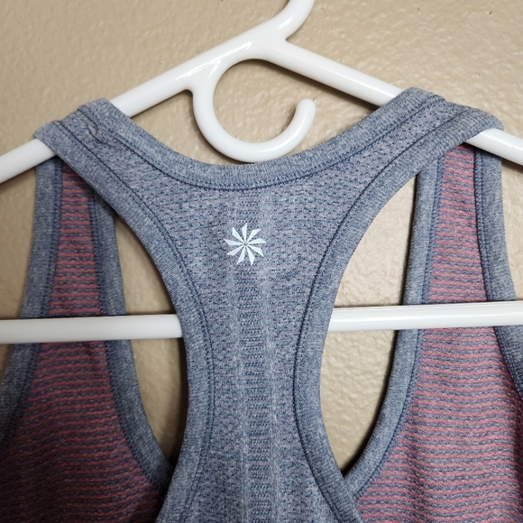 Athleta Fastest Track Grey w/Orange Stripes Racerback Tank Top |S| - Picture 5 of 5